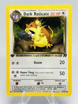 Dark Raticate 51/82 1st Edition Team Rocket 2000 Pokemon Card WotC – NM - Image 1