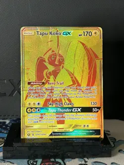 Pokemon TCG Tapu Koko GX SV93/SV94 Hidden Fates Shiny Vault Full Art Gold DMG - Image 1
