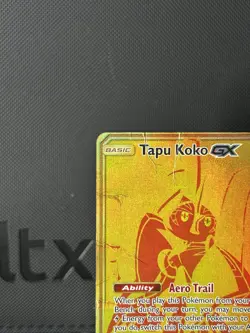 Pokemon TCG Tapu Koko GX SV93/SV94 Hidden Fates Shiny Vault Full Art Gold DMG - Image 2