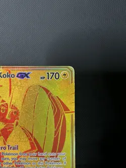 Pokemon TCG Tapu Koko GX SV93/SV94 Hidden Fates Shiny Vault Full Art Gold DMG - Image 3
