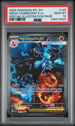 2025 POKEMON PFL EN-PHANTASMAL FLAMES #125 MEGA CHARIZARD X EX PSA 10 - Image 1