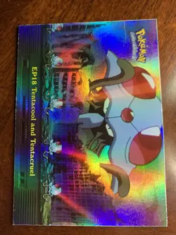 2000 Topps Pokemon TV #EP18 Tentacool and Tentacruel Rainbow Foil - Image 1