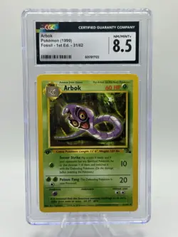 CGC MINT+ 8.5 Pokemon Arbok 31/62 1999 Fossil 1st Edition - Image 2