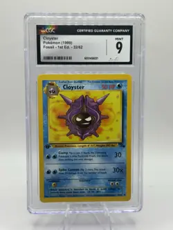 CGC MINT 9 Pokemon Cloyster 32/62 1999 Fossil 1st Edition - Image 2