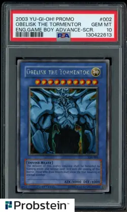 2003 YU-GI-OH! PROMO #002 OBELISK THE TORMENTOR ENG.GAME BOY ADVANCE PSA 10 - Image 1