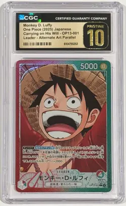 2025 One Piece Monkey D. Luffy Carrying Will Alt Art #OP13-001 CGC 10 Pristine - Image 1