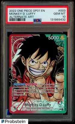 2022 One Piece OP-01 Alternate Art Wave 1 #003 Monkey D. Luffy Pre-Errata PSA 10 - Image 1
