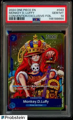 2024 One Piece EN Convention Exclusive Foil #043 Monkey D. Luffy PSA 10 GEM MINT - Image 1