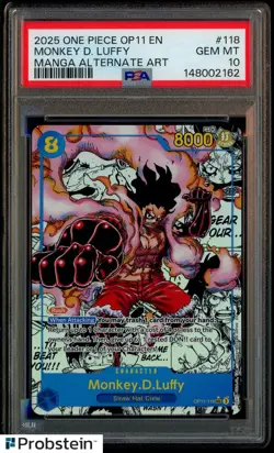 2025 One Piece OP11 En Manga Alternate Art #118 Monkey D. Luffy PSA 10 GEM MINT - Image 1