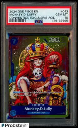 2024 One Piece EN Convention Exclusive Foil #043 Monkey D. Luffy PSA 10 GEM MINT - Image 1