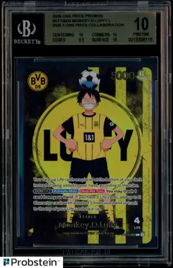 2025 ONE PIECE PROMOS BVB X ONE PIECE MATCH DAY 2025 #003 MONKEY D. LUFFY BGS 10 - Image 1