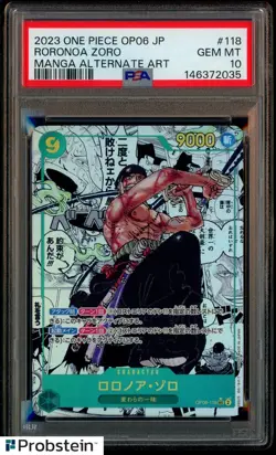 PSA 10 Roronoa Zoro Manga 2024 One Piece OP06 Alternate Art #118 Japanese - Image 1