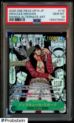 2025 One Piece OP14 Japanese #119 Dracule Mihawak Manga Alternate Art PSA 10 - Image 1