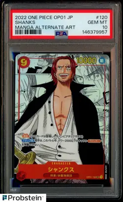 2022 One Piece OP01 Japanese Manga Alternate Art #120 Shanks PSA 10 GEM MINT - Image 1