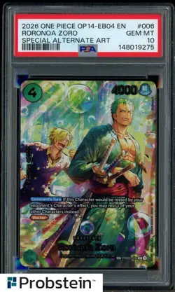 2026 One Piece OP14-EB04 EN Special Alternate Art #006 Roronoa Zoro PSA 10 - Image 1
