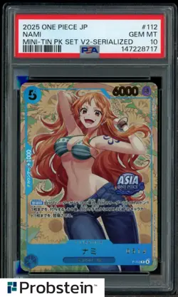 2025 One Piece Japanese Mini-Tin Pack Set V2 Serialized #112 Nami PSA 10 - Image 1