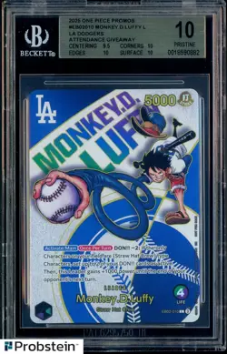 2025 One Piece Promo Dodgers Attendance Giveaway Monkey D. Luffy BGS 10 PRISTINE - Image 1
