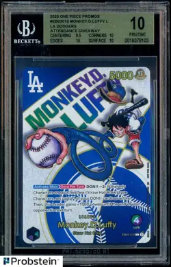 2025 One Piece Promo Dodgers Attendance Giveaway Monkey D. Luffy BGS 10 PRISTINE - Image 1