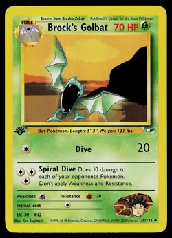 Pokemon Card - Brock's Golbat Gym Heroes 39/132 Uncommon 1st Edition - Image 1
