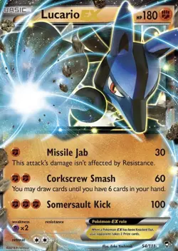 Pokemon Lucario EX Holo Card XY-Furious Fists Series 54/111 - Image 1