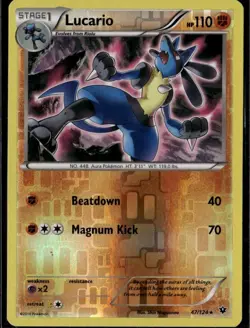 Lucario 47 Rare XY Fates Collide 47/124 Fighting Reverse Holo Pokemon Card - Image 1