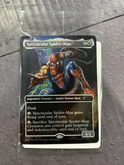 Magic the Gathering Battle Damage Spiderman card from Marvel Legends Spiderman - Image 1