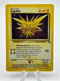 Zapdos 15/62 Fossil Holo Rare 80 HP Thunderstorm Pokemon TCG Card 1999 English - Image 1