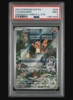 Pokemon TCG Obsidian Flames Charmander Card 044 Pokemon Center Stamped PSA 9 - Image 1