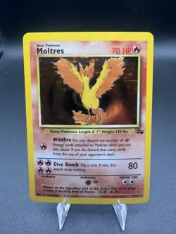 Moltres 12/62 Holo Rare Fossil Pokemon Card LP - Image 1