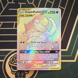 Pokemon Slowpoke & Psyduck GX TAG TEAM Secret Rare Full Art Holo Card 239/236 - Image 1