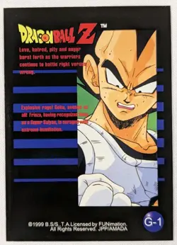 DBZ G-1 Super Saiyan Goku JPP/AMADA Funimation Card 1999 Dragon Ball Z FOIL - Image 2