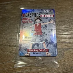 Bandai Namco Monkey.D.Luffy P-055 5000 Holo Promo One Piece CCG US Voyage - Image 1