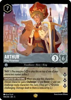 1x Arthur - King Victorious - 194/204 - Legendary NM-Mint Disney Lorcana: Shimme - Image 1