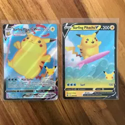 Pokemon Card TCG - Surfing Pikachu V & VMAX Ultra Rare Celebrations Near Mint B - Image 1