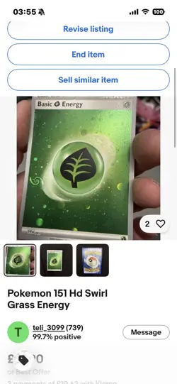 Basic Grass Energy HD SWIRL Cosmos Holo - SVE 001 S&V 151 NM - Pokemon Card - Image 5