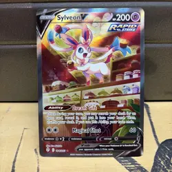 Pokemon Sylveon v Alt Art Holo Ultra Rare Card Evolving Skies 184/203 Nice Alt - Image 1