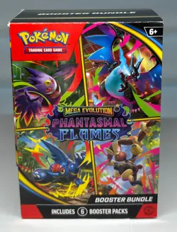 2025 Pokemon Phantasmal Flames Booster Bundle With Base/Foil Cards + Promo Card - Image 1