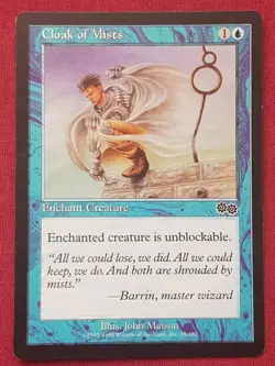 Magic The Gathering URZA'S SAGA CLOAK OF MISTS blue card MTG - Image 1