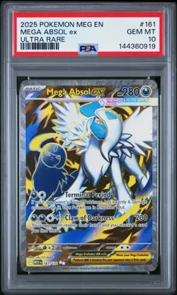 2025 Pokemon Mega Evolution #161 Mega Absol EX PSA 10 Gem Mint Ultra Rare Card - Image 1