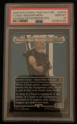 Cloud, Midgar Mercenary Borderless PSA 10 Graded Final Fantasy MTG - Image 1