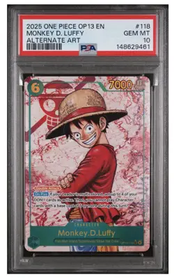 2025 ONE PIECE OP13-CARRYING ON HIS WILL ALTERNATE ART MONKEY D. LUFFY PSA 10 - Image 1