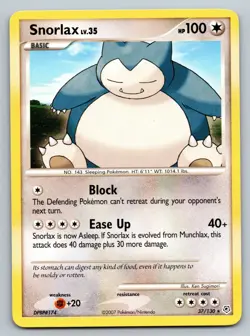 Pokemon TCG Diamond & Pearl Snorlax 37/130 Non-Holo Rare LP - Image 1