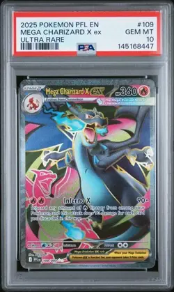 2025 POKEMON PFL EN-PHANTASMAL FLAMES ULTRA RARE #109 MEGA CHARIZARD X EX PSA 10 - Image 1
