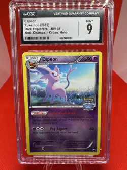 2012 Pokemon Dark Explorer Espeon C. Holo National Championship #48 CGC MINT 9 - Image 1