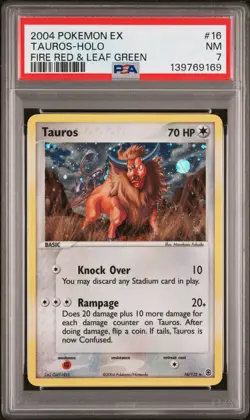 2004 POKEMON EX FIRE RED & LEAF GREEN #16 TAUROS-HOLO PSA 7 - Image 1