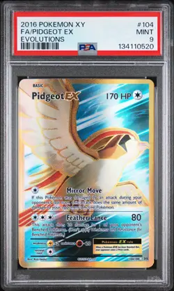 2016 POKEMON XY EVOLUTIONS #104 FULL ART/PIDGEOT EX PSA 9 - Image 1