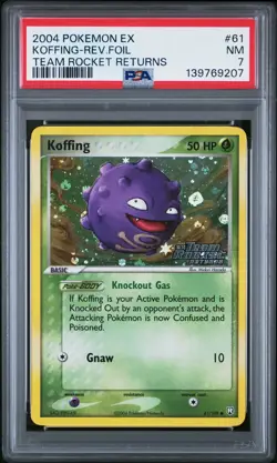 2004 POKEMON EX TEAM ROCKET RETURNS #61 KOFFING-REVERSE FOIL PSA 7 - Image 1