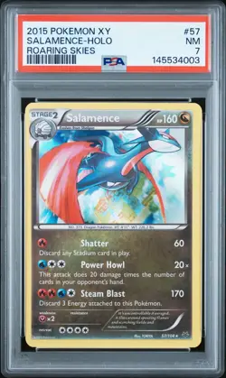2015 POKEMON XY ROARING SKIES #57 SALAMENCE-HOLO PSA 7 - Image 1