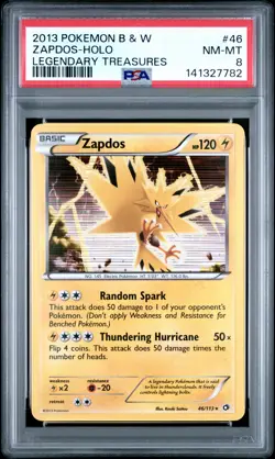 2013 POKEMON B&W LEGEND TREASURES #46 ZAPDOS-HOLO PSA 8 - Image 1