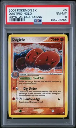 2006 POKEMON EX CRYSTAL GUARDIANS #5 DUGTRIO-HOLO PSA 8 - Image 1